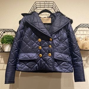 Burberry Blue Jacket with Gold Button Details
